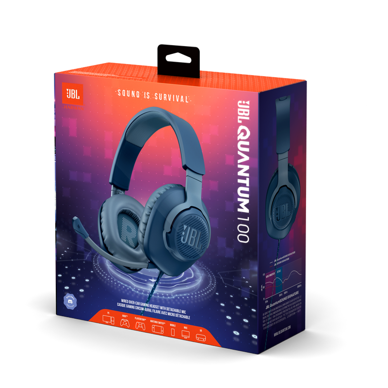 JBL Quantum 100 - Blue - Wired over-ear gaming headset with flip-up mic - Detailshot 15 image number null